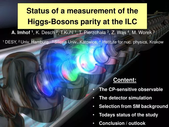 status of a measurement of the higgs bosons parity at the ilc
