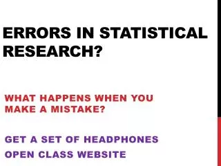 Errors in statistical research?