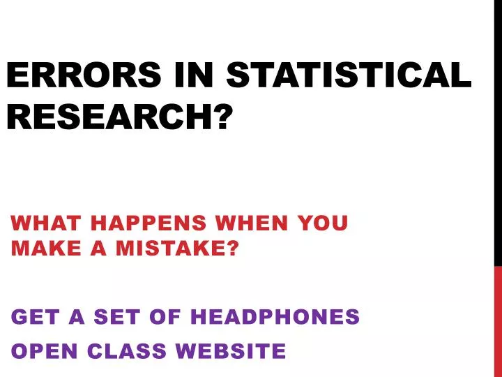 errors in statistical research