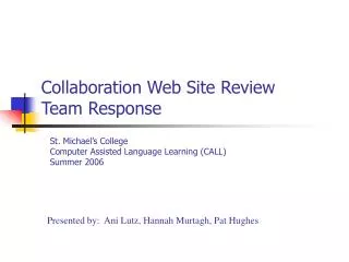 Collaboration Web Site Review Team Response