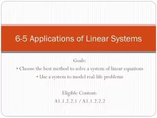 6-5 Applications of Linear Systems