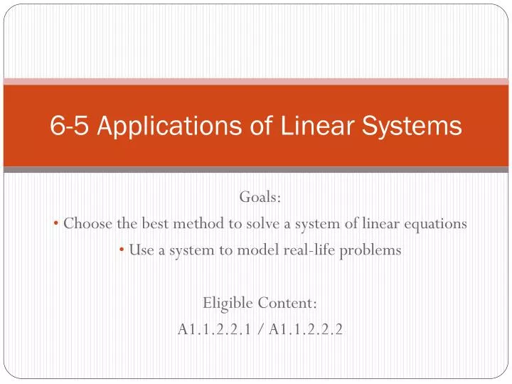 6 5 applications of linear systems