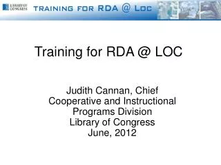 Training for RDA @ LOC