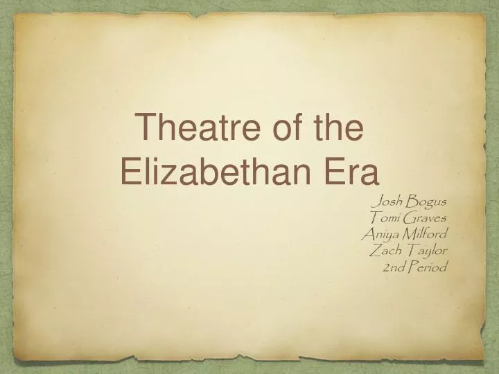 theatre of the elizabethan era