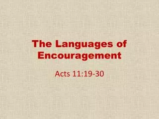 The Languages of Encouragement