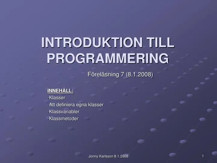 introduktion till programmering