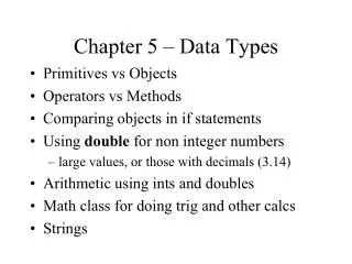 Chapter 5 – Data Types