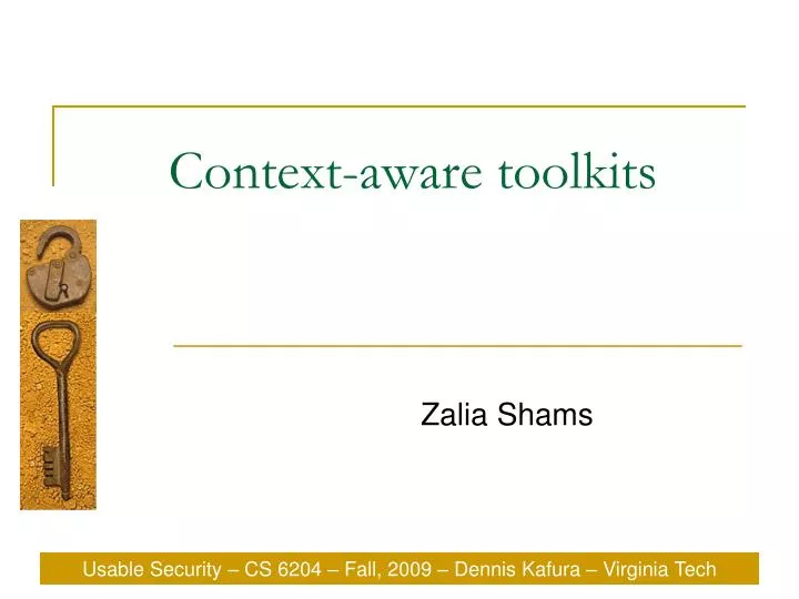 context aware toolkits