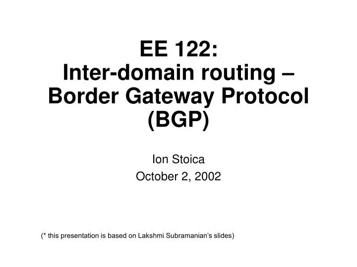 ee 122 inter domain routing border gateway protocol bgp