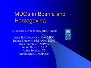 MDGs in Bosnia and Herzegovina