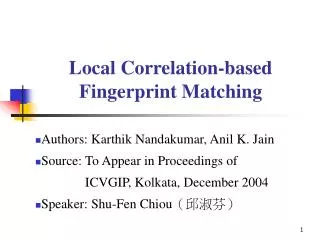 Local Correlation-based Fingerprint Matching