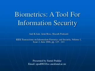Biometrics: A Tool For Information Security