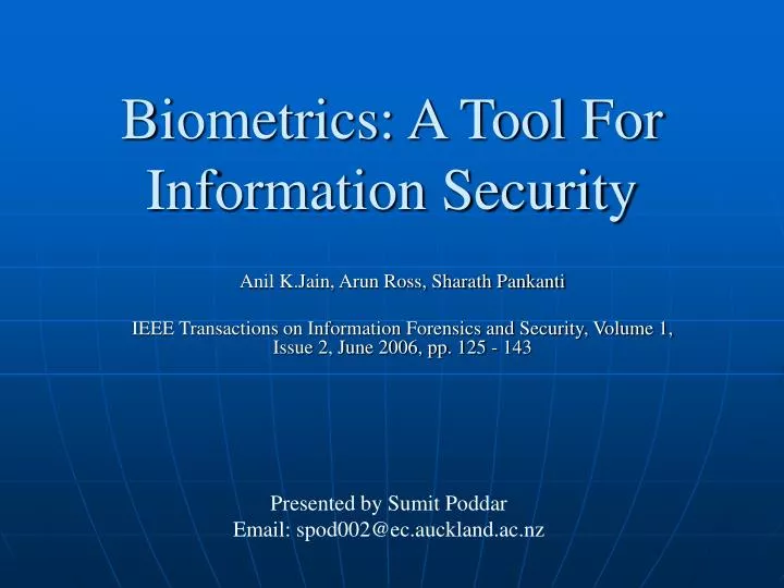 biometrics a tool for information security