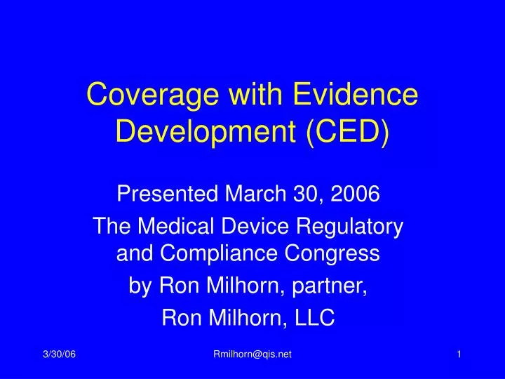 coverage with evidence development ced