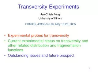 Transversity Experiments