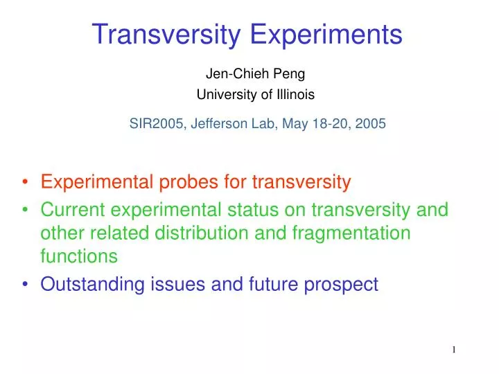 transversity experiments
