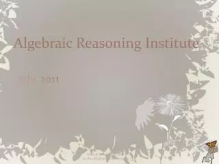 Algebraic Reasoning Institute