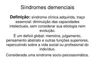 Síndromes demenciais