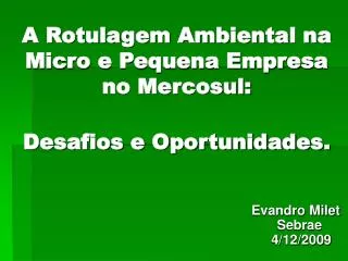 A Rotulagem Ambiental na Micro e Pequena Empresa no Mercosul: Desafios e Oportunidades.