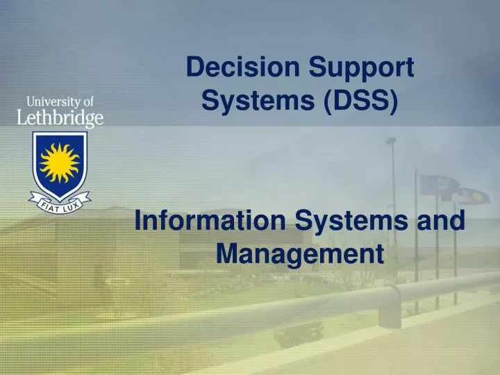 decision support systems dss information systems and management