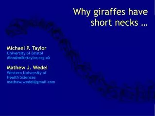 Why giraffes have short necks …