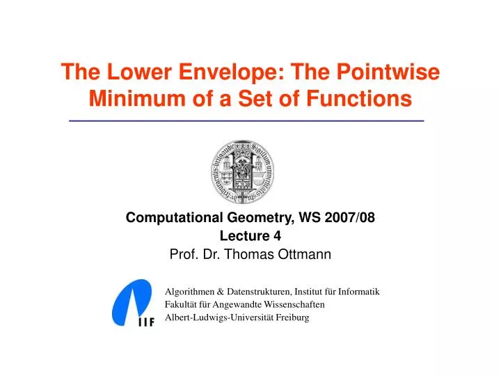 the lower envelope the pointwise minimum of a set of functions