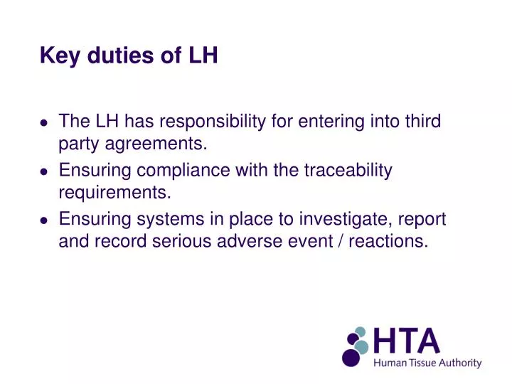 key duties of lh