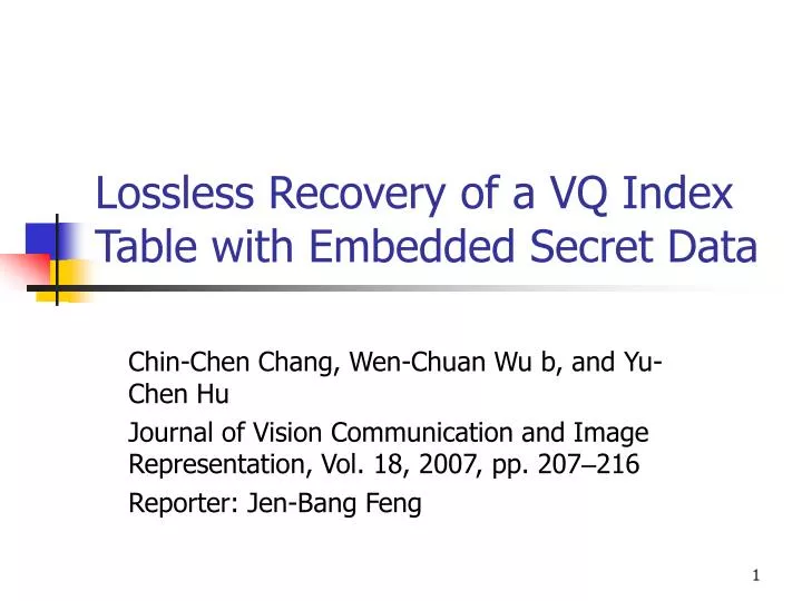 lossless recovery of a vq index table with embedded secret data
