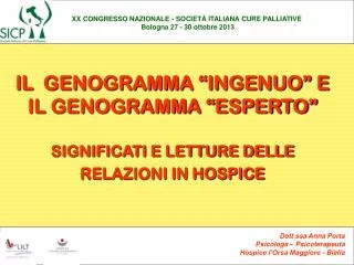 XX CONGRESSO NAZIONALE - SOCIETÀ ITALIANA CURE PALLIATIVE Bologna 27 - 30 ottobre 2013