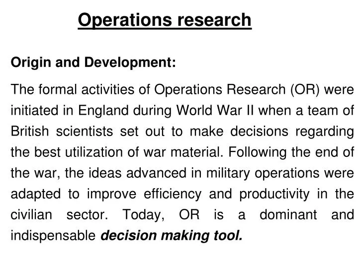 operations research