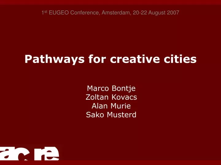 pathways for creative cities