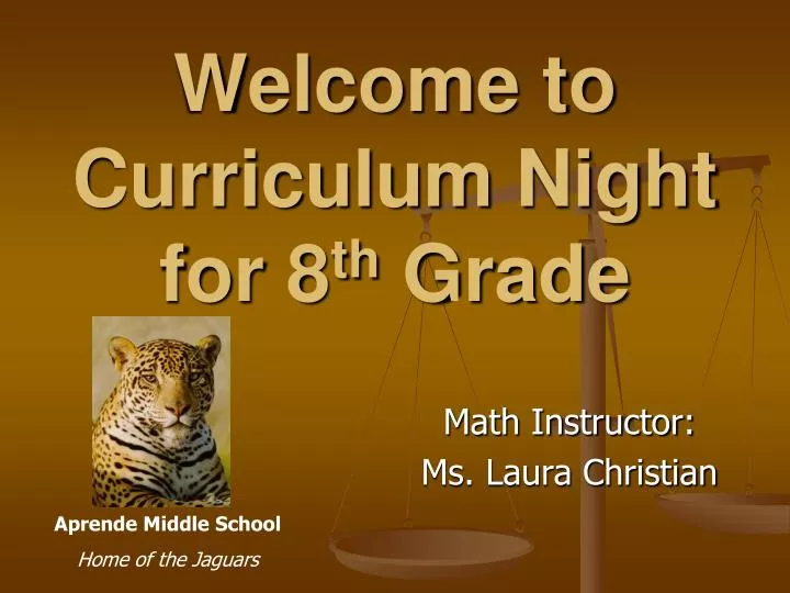 welcome to curriculum night for 8 th grade