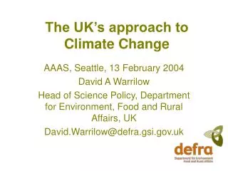 The UK’s approach to Climate Change