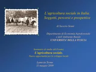 Dipartimento di Economia Agroforestale e dell’Ambiente Rurale UNIVERSITA’ DELLA TUSCIA