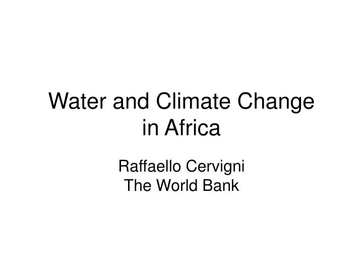 water and climate change in africa