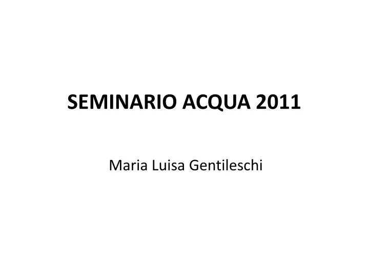 seminario acqua 2011