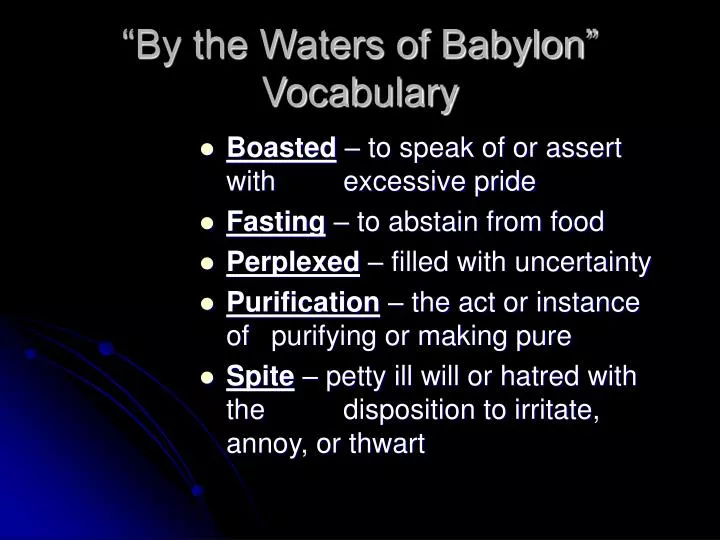 by the waters of babylon vocabulary