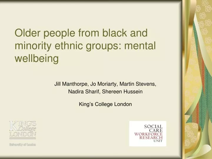 older people from black and minority ethnic groups mental wellbeing