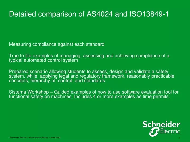 detailed comparison of as4024 and iso13849 1