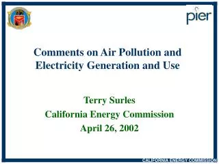 Comments on Air Pollution and Electricity Generation and Use