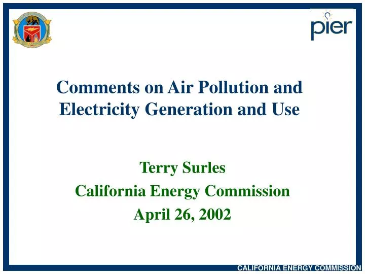 comments on air pollution and electricity generation and use