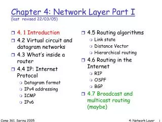 Chapter 4: Network Layer Part I (last revised 22/03/05)
