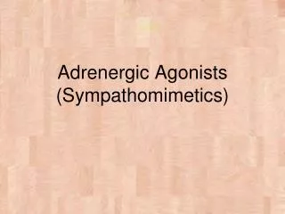 Adrenergic Agonists (Sympathomimetics)