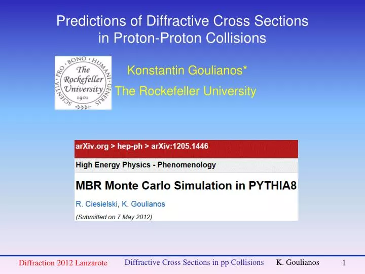 predictions of diffractive cross sections in proton proton collisions