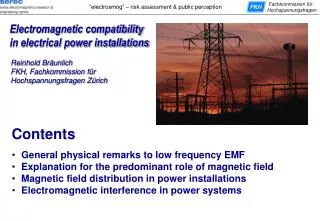 Electromagnetic compatibility in electrical power installations