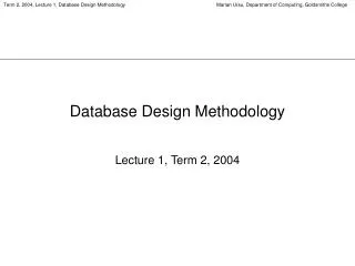 Database Design Methodology