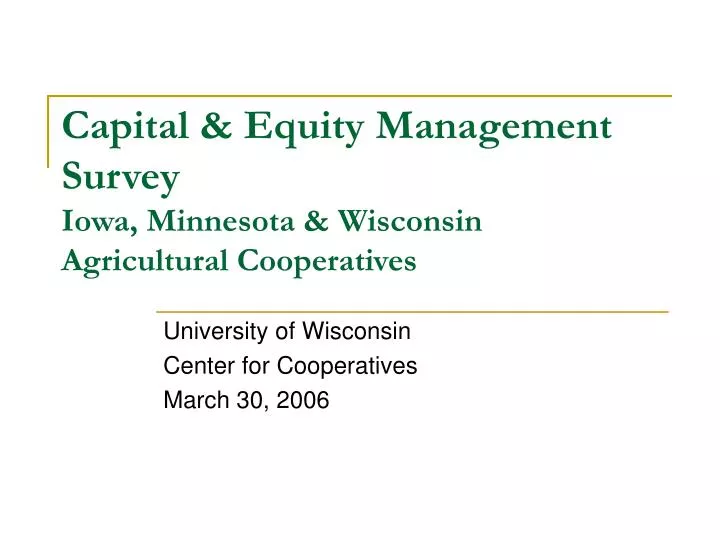 capital equity management survey iowa minnesota wisconsin agricultural cooperatives