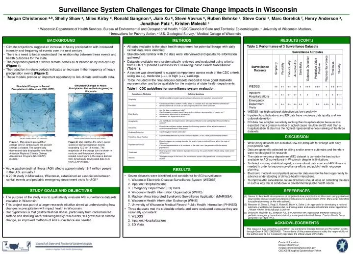 surveillance system challenges for climate change impacts in wisconsin