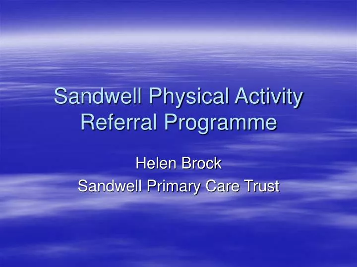 sandwell physical activity referral programme