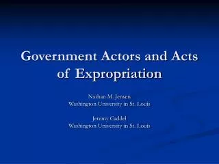 Government Actors and Acts of Expropriation
